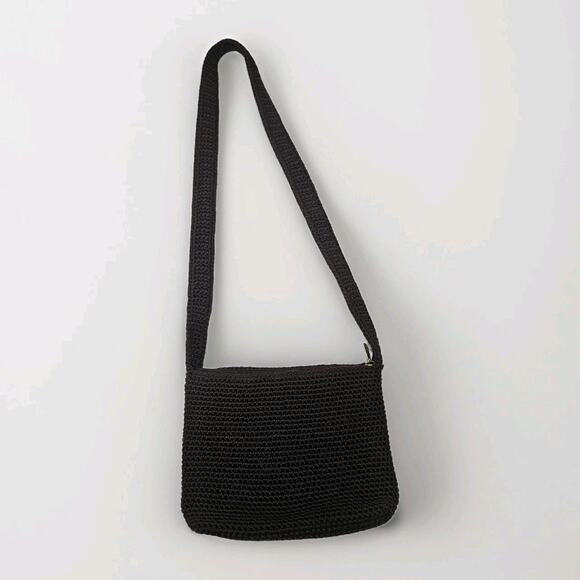 The Sak Chocolate Brown Crochet Shoulder Bag Zip Top Zip Pockets Boho Y2K Small - Picture 2 of 13